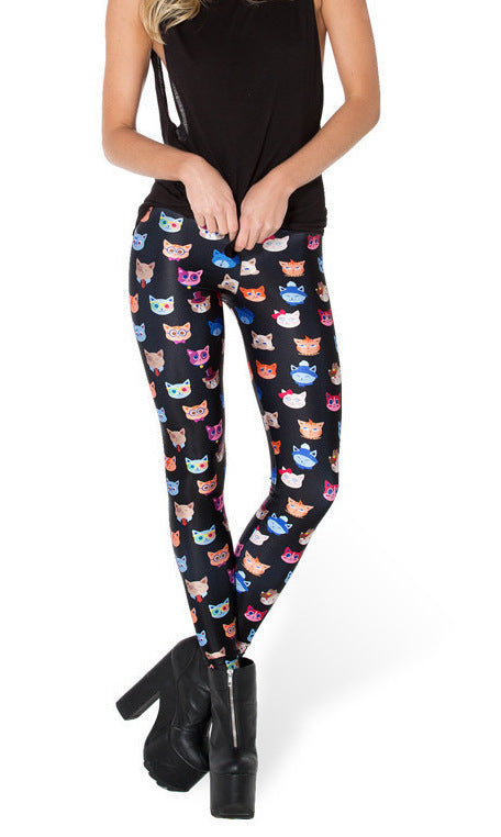 Cool Cat Print Graphic Leggings