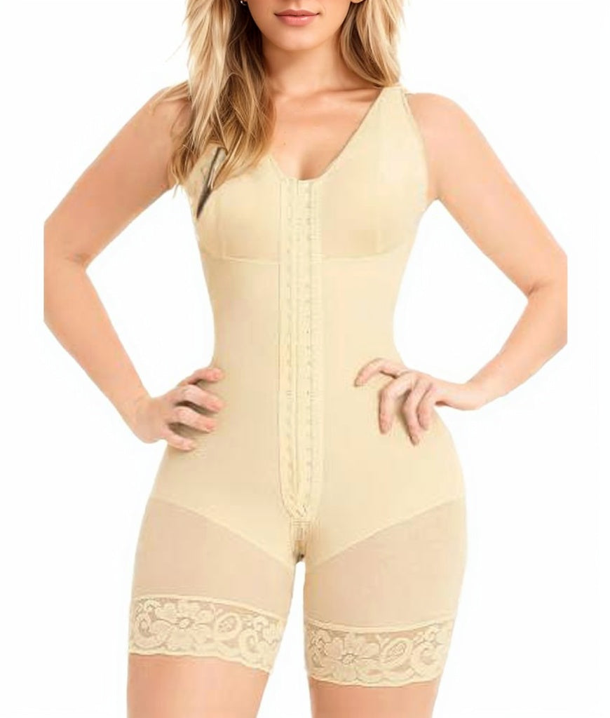 Elegant Zipper-Crotch Compression Bodysuit for Women