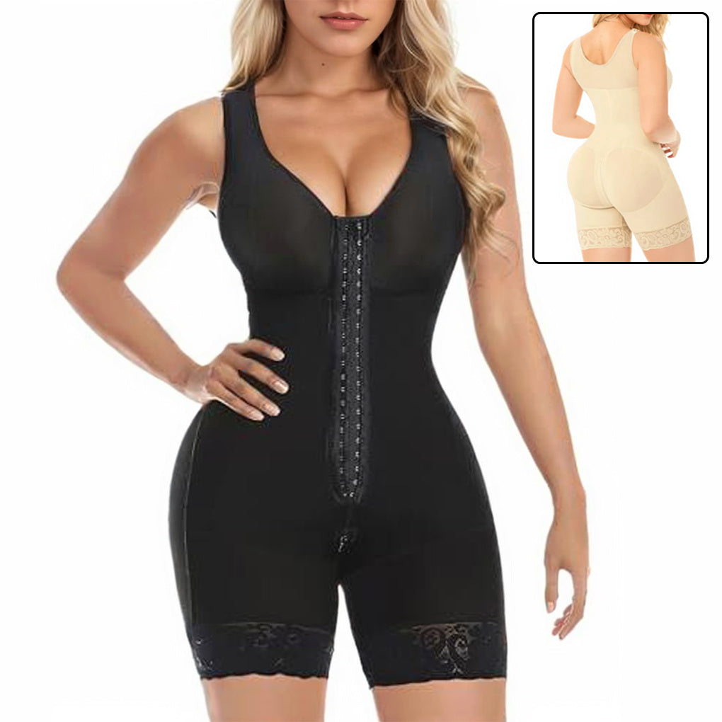 Elegant Zipper-Crotch Compression Bodysuit for Women