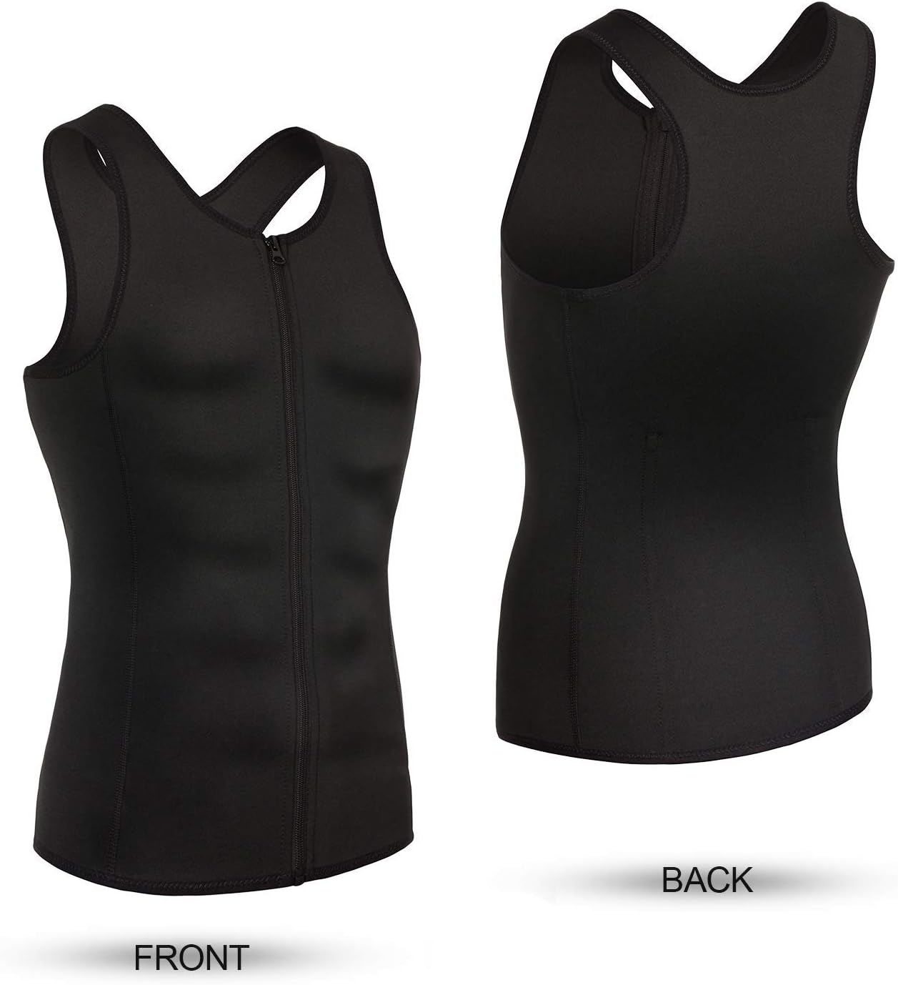 Men's Slimming Tank Top Body Shaper Compression Vest with Zipper & Back Support
