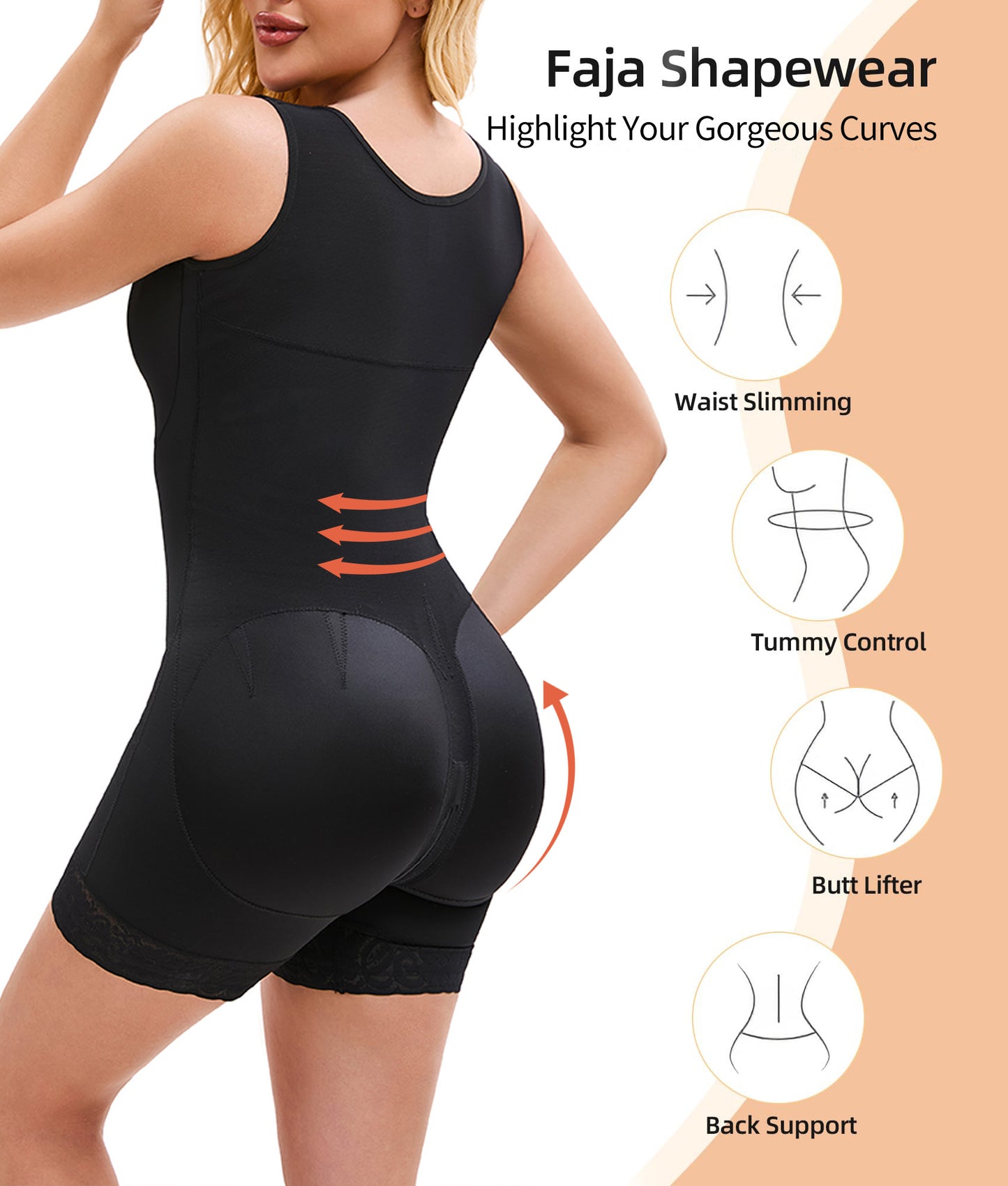 Elegant Zipper-Crotch Compression Bodysuit for Women