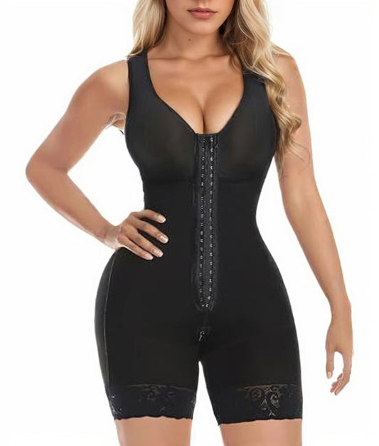 Elegant Zipper-Crotch Compression Bodysuit for Women